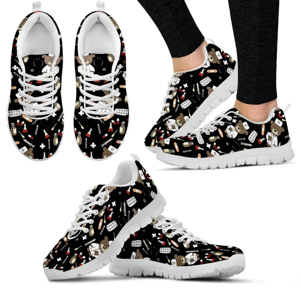 Medical Bear Print Sneakers