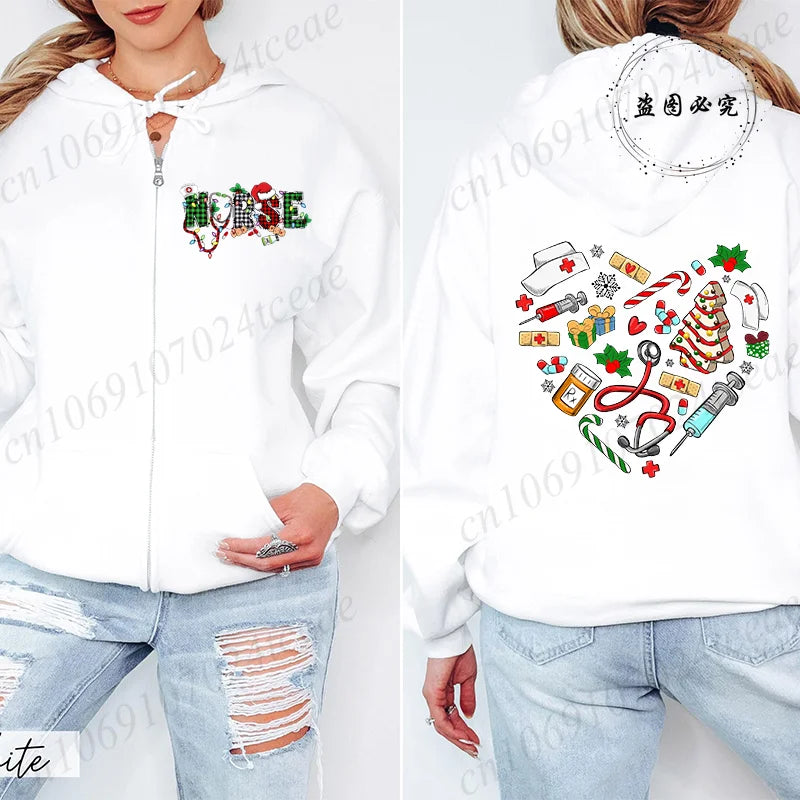 Nurse Christmas Zip Hoodie