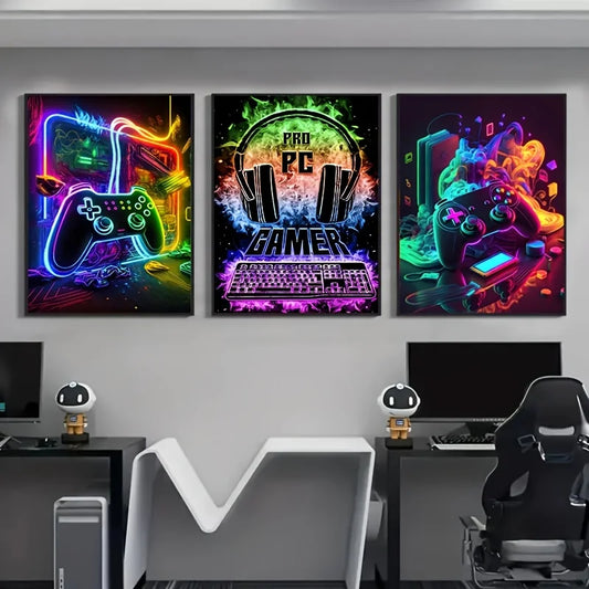 Gamepad Punk Style Canvas Art Set (3pc)