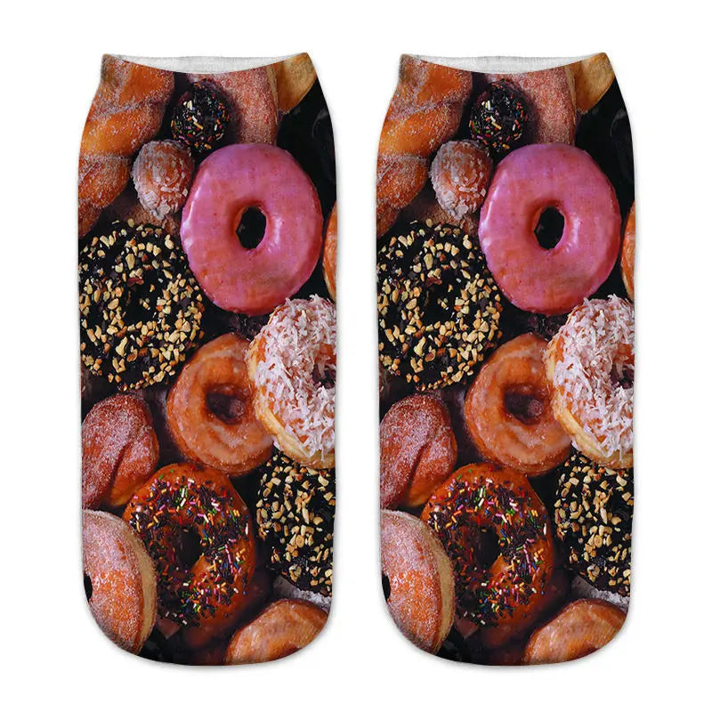 Donut & Fruit Print Ankle Socks