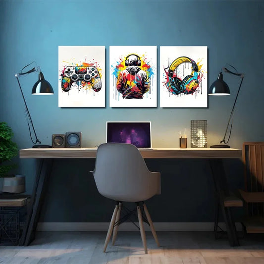 Graffiti Gaming Canvas Art Set (3pc)