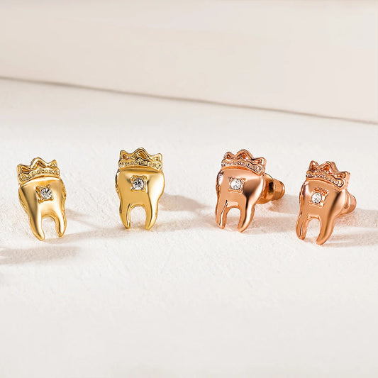 Mini Crown Tooth Stud Earrings