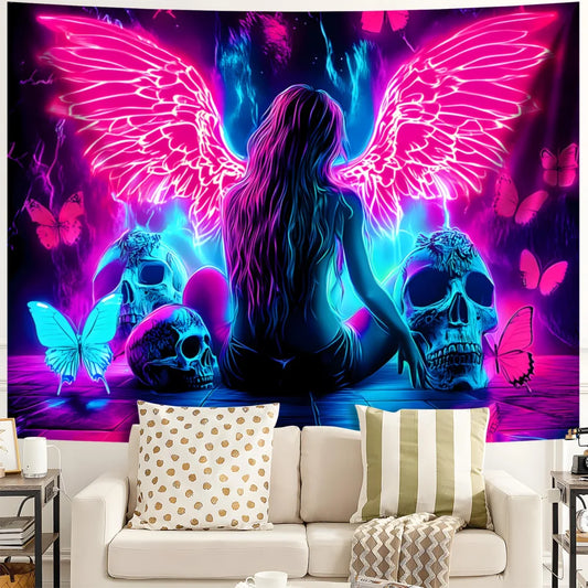 Fluorescent Angel Wings Blacklight Tapestry