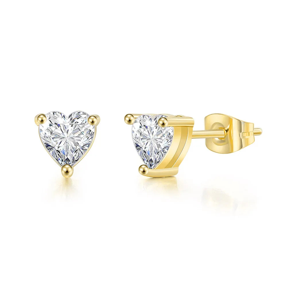 Korean Love Heart Stud Earrings
