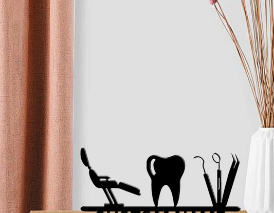Dentist desk statue with tools