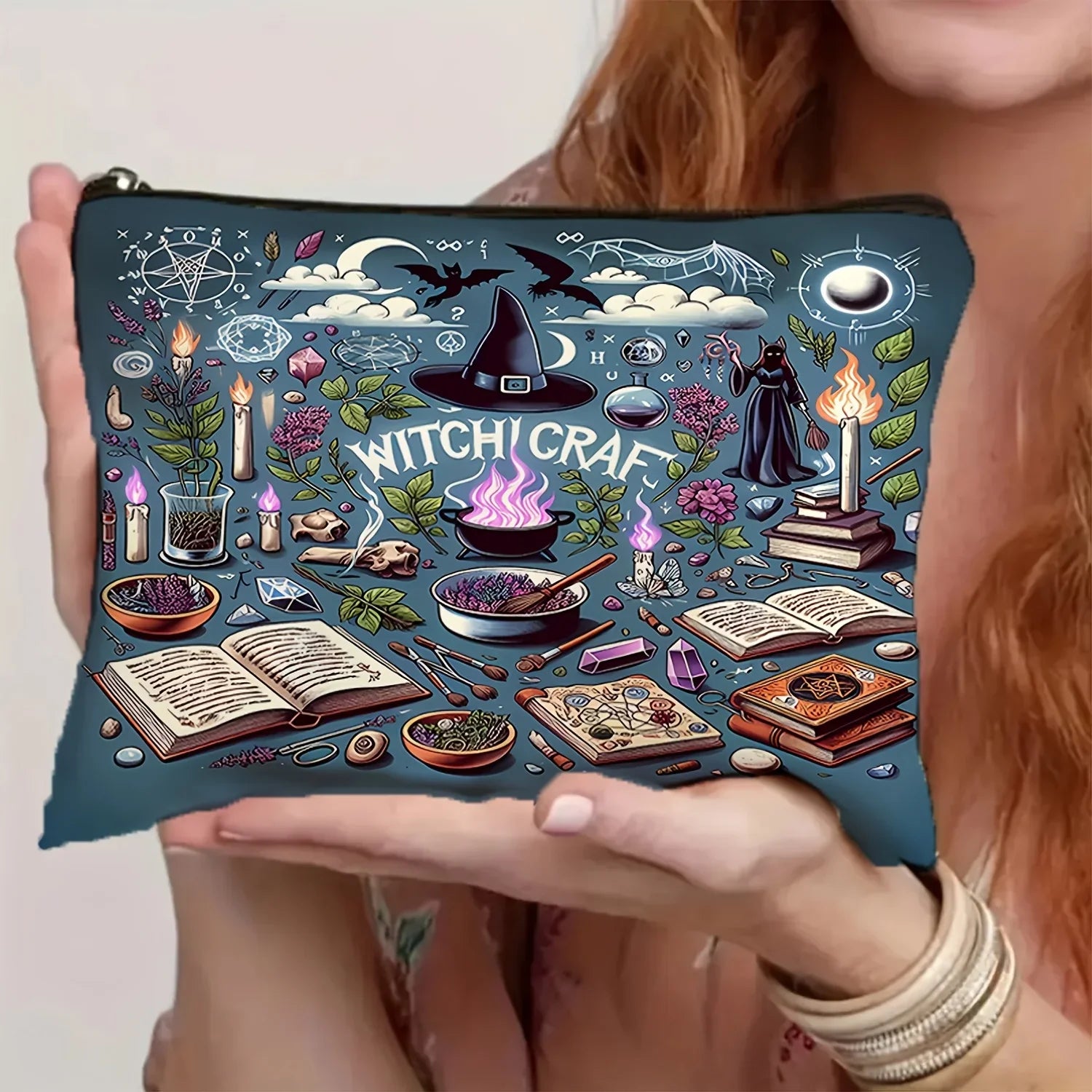 Witchcraft print zipper pouch