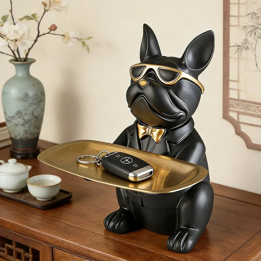 Bulldog-shaped storage tray ornament