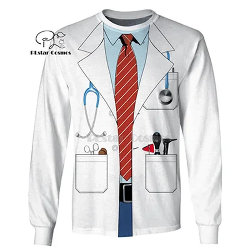 Doctor uniform 3D print hoodie — front view