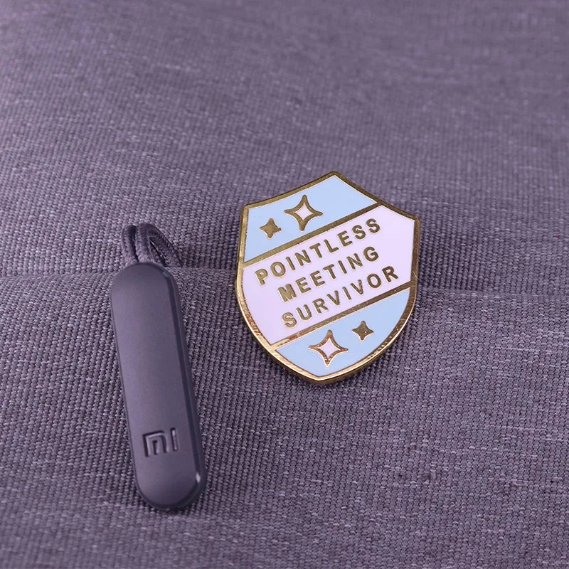 Funny Work Humor Shield Shape Enamel Pin Do You Hate Meetings? Show People That Office Humor with This Great Brooch