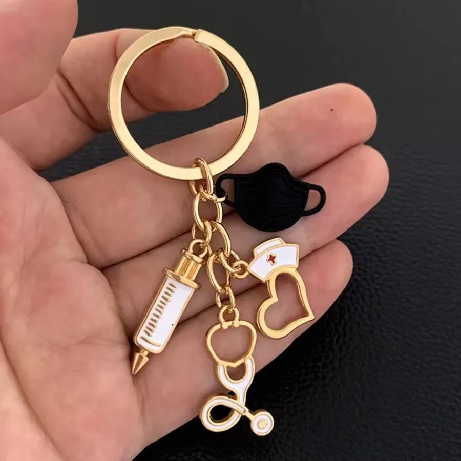 New Syringe Stethoscope Mask Nurse Cap Keychains for Men Women Bag Car Pendant Alloy Medical Tools Keyring Doctor'S Day Gift
