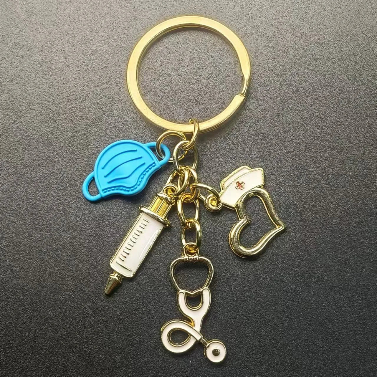 New Syringe Stethoscope Mask Nurse Cap Keychains for Men Women Bag Car Pendant Alloy Medical Tools Keyring Doctor'S Day Gift