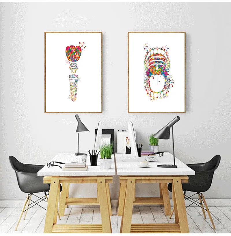 Dental Anatomy Watercolour Canvas Print