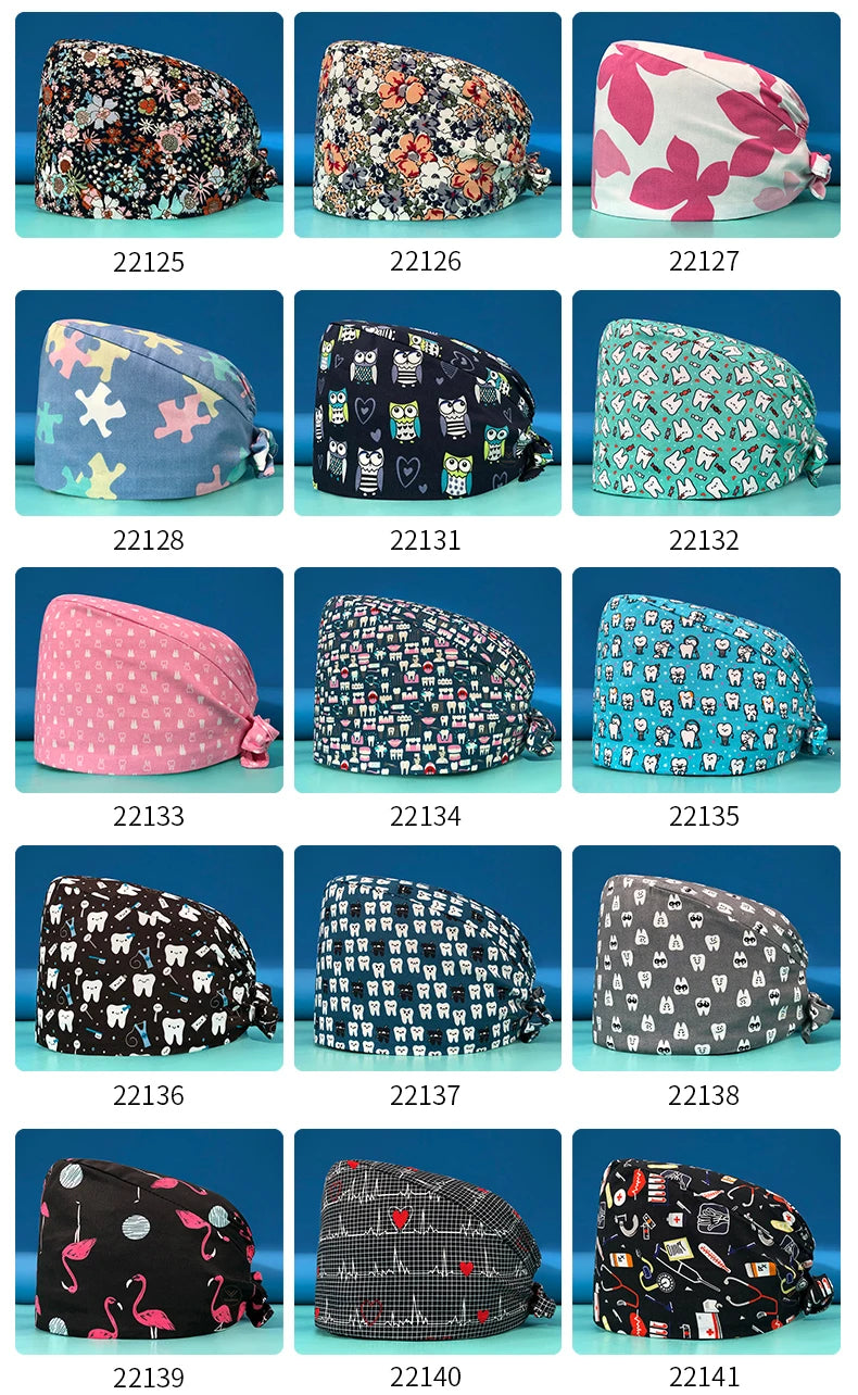 Printed Cotton Scrub Cap