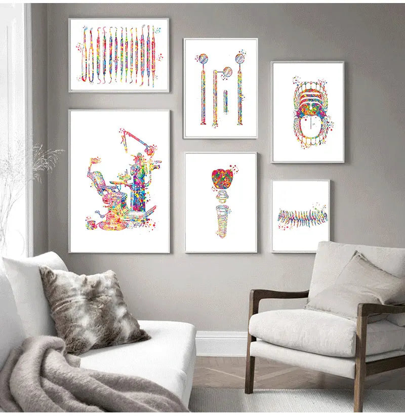 Dental Anatomy Watercolour Canvas Print