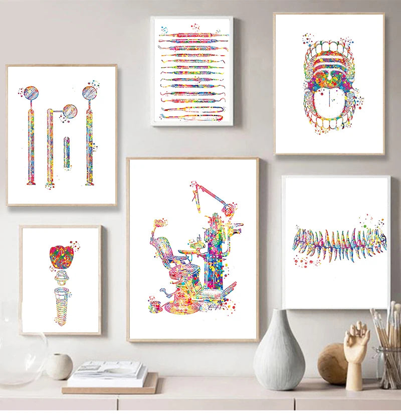 Dental Anatomy Watercolour Canvas Print