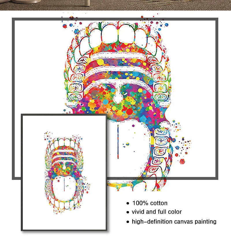 Dental Anatomy Watercolour Canvas Print