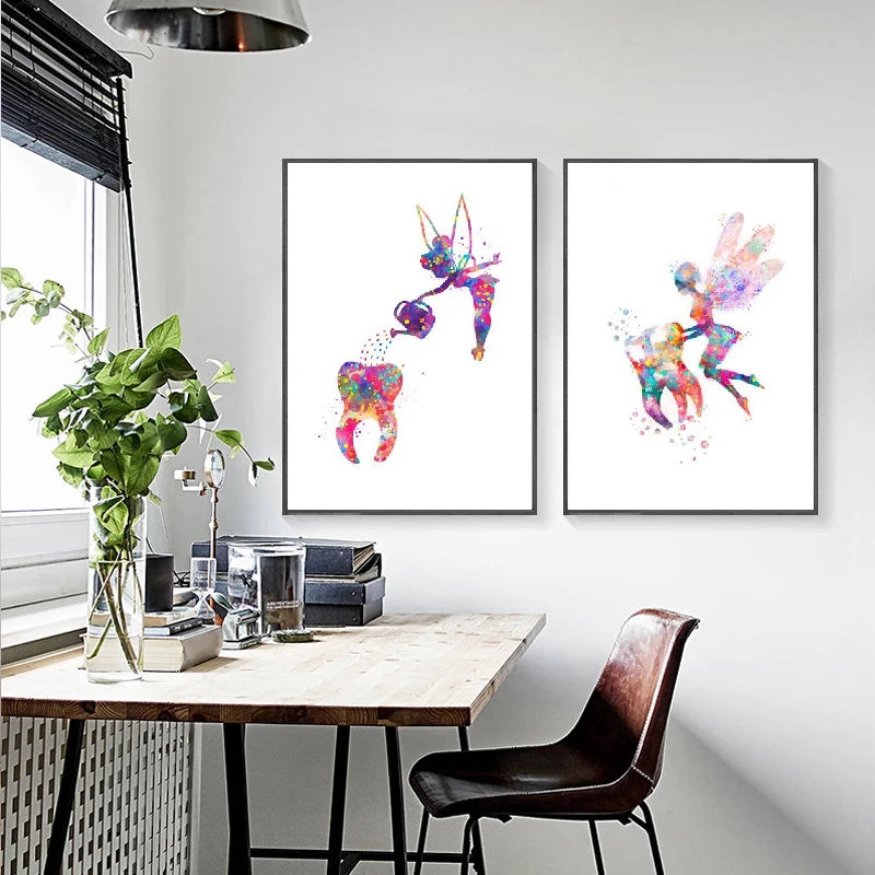 Watercolor Fairy Tooth Canvas Art