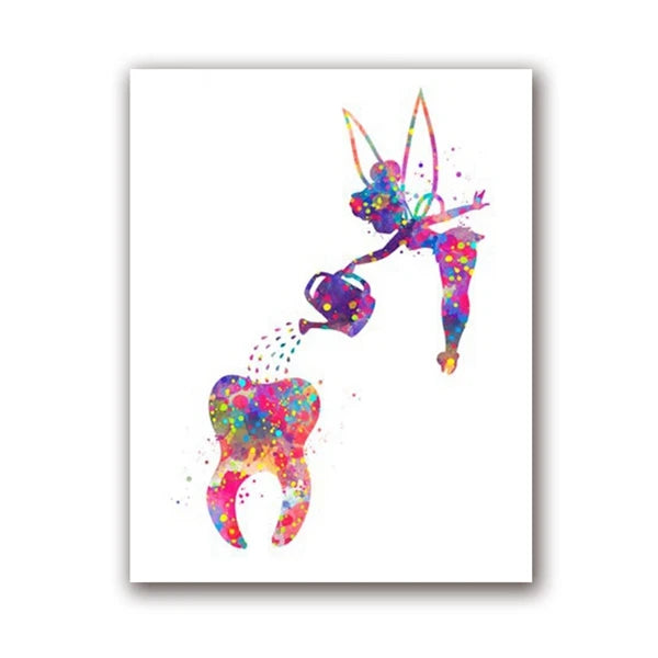 Watercolor Fairy Tooth Canvas Art