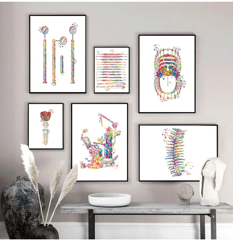 Dental Anatomy Watercolour Canvas Print