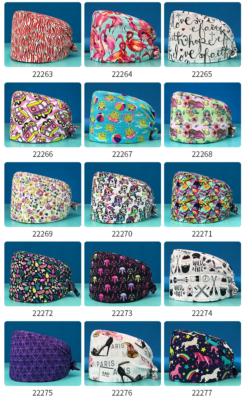 Printed Cotton Scrub Cap