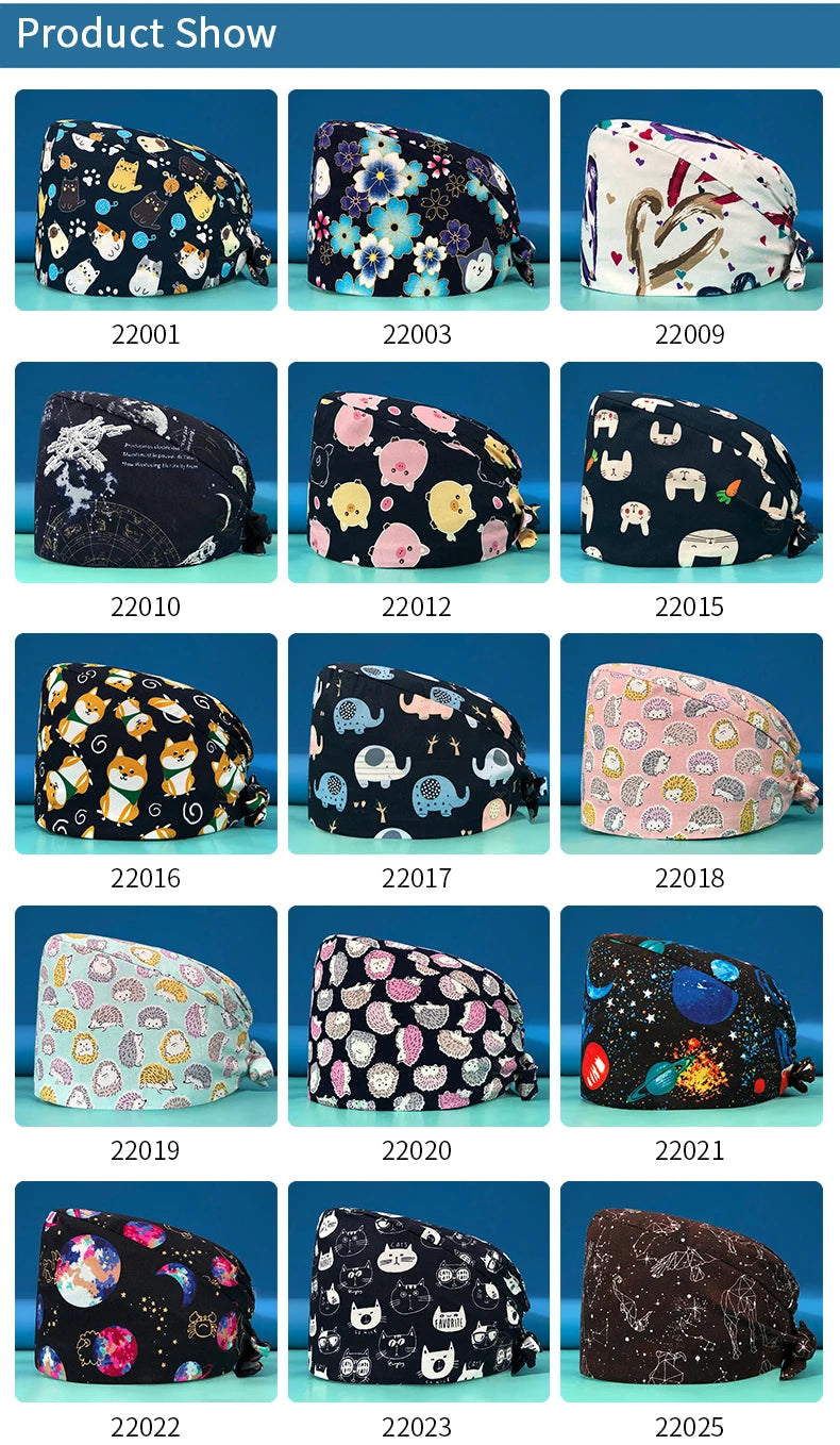 Printed Cotton Scrub Cap