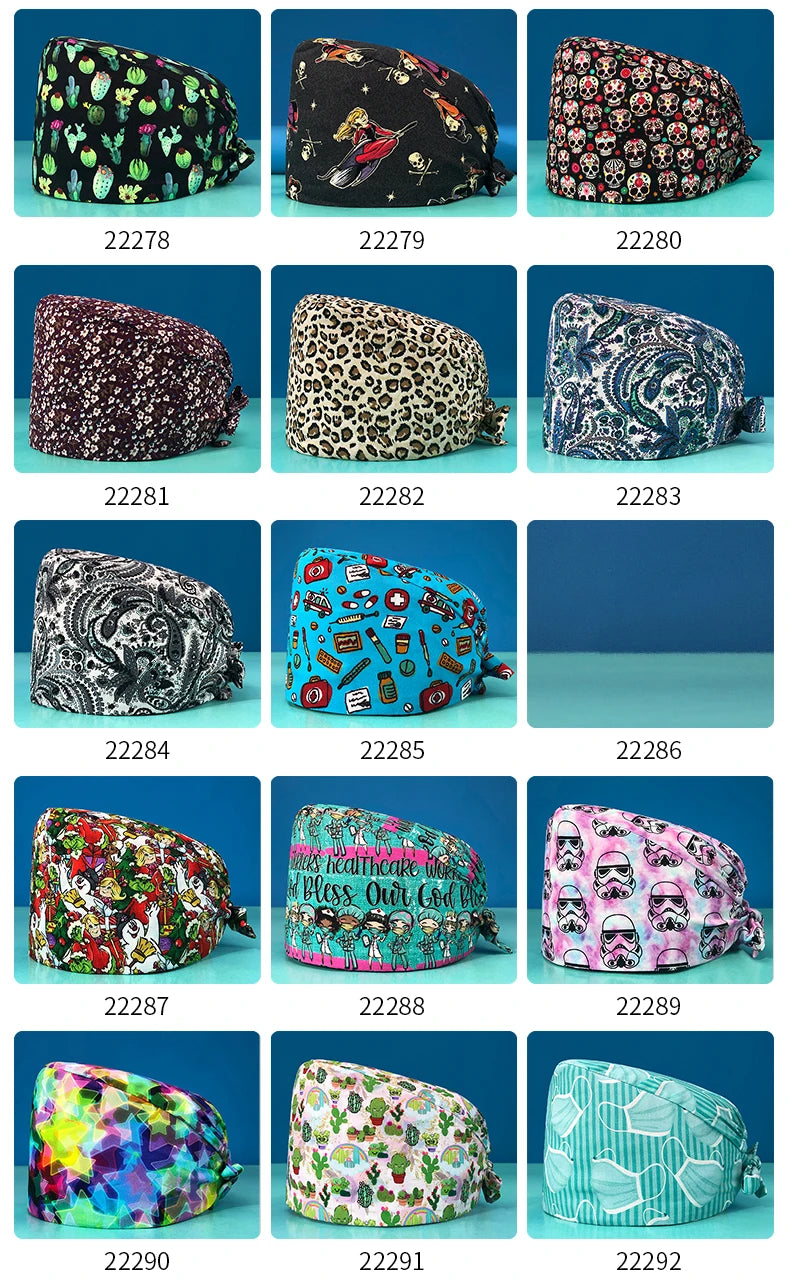 Printed Cotton Scrub Cap