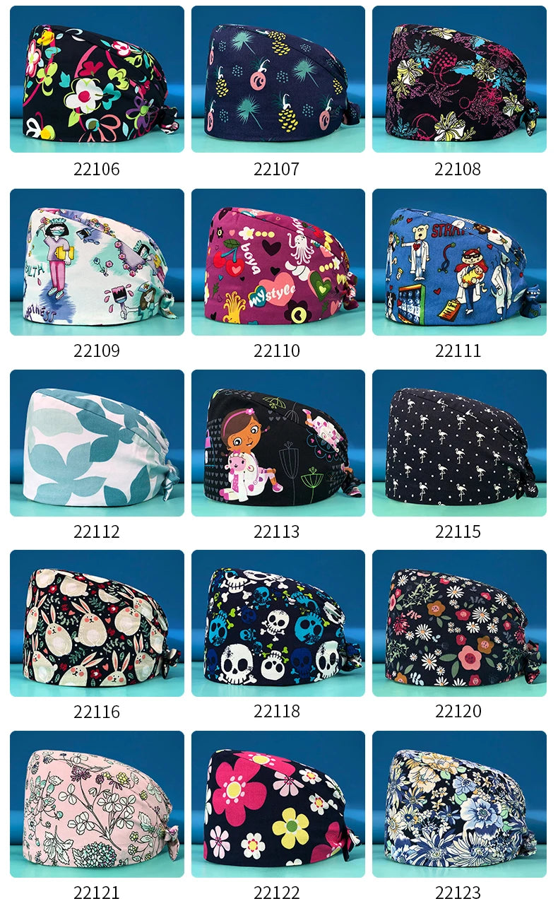 Printed Cotton Scrub Cap
