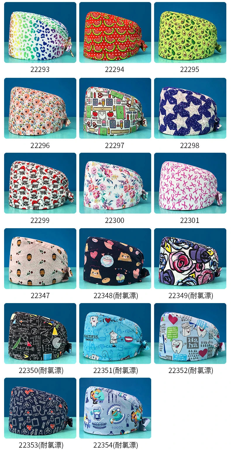 Printed Cotton Scrub Cap