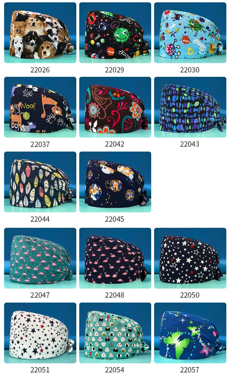Printed Cotton Scrub Cap