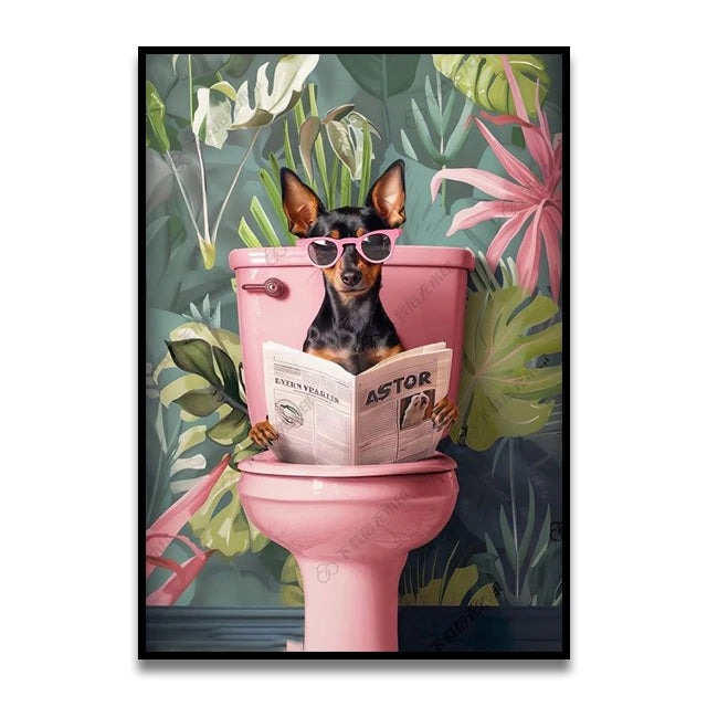 Cat Reading on the Loo Canvas Print