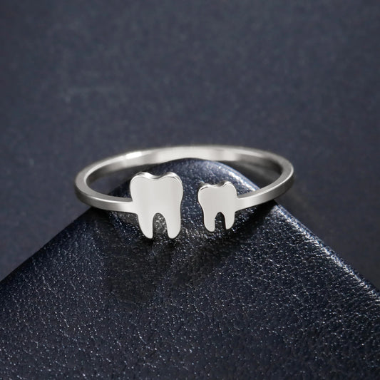 Cute Tooth Open Ring — Stainless Steel Dentist Jewellery