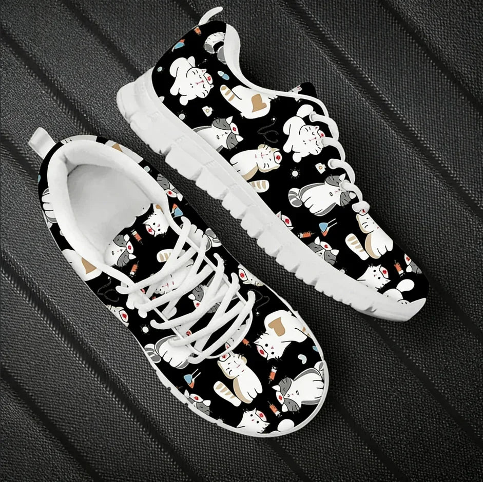 Veterinary Cat Print Sneakers