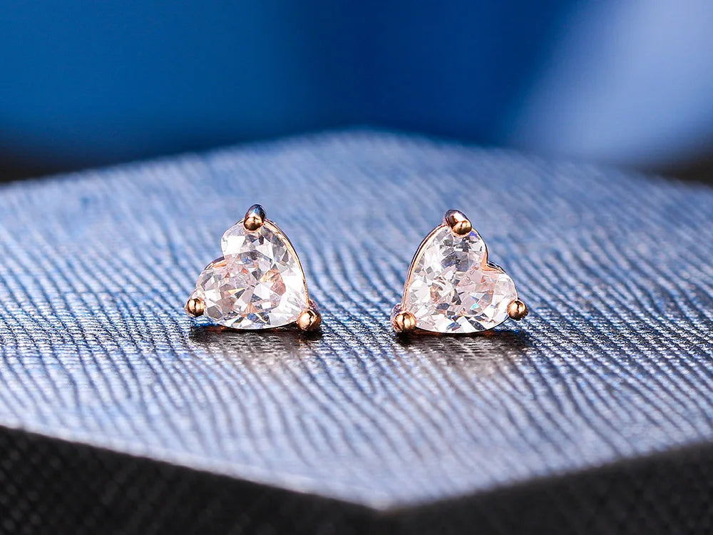 Korean Love Heart Stud Earrings