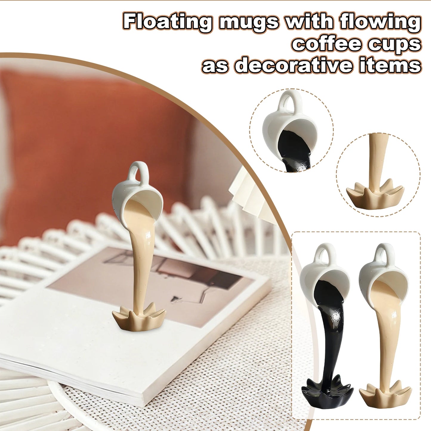Floating Spilling Coffee Cup Sculpture