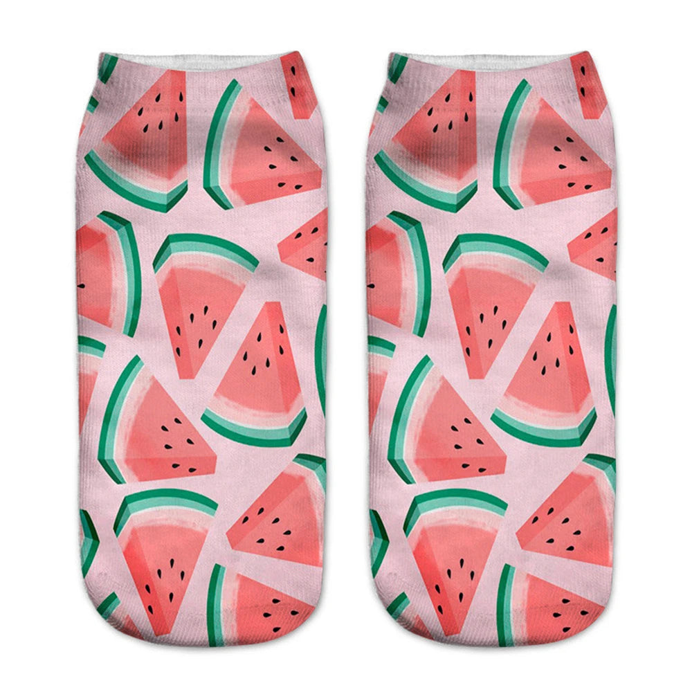 Donut & Fruit Print Ankle Socks