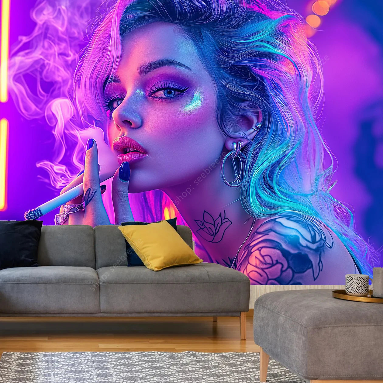 Tattoo Skull Smoke Tapestry