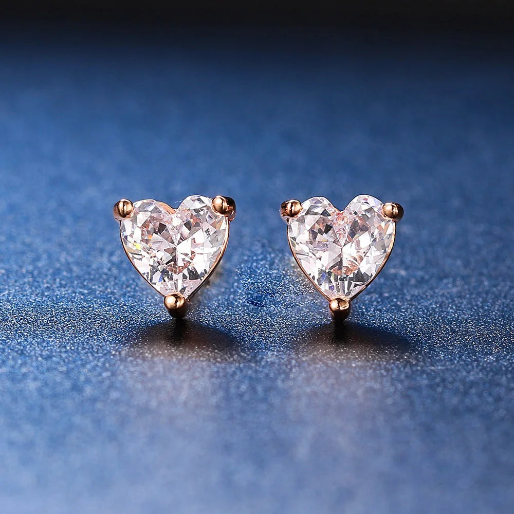 Korean Love Heart Stud Earrings