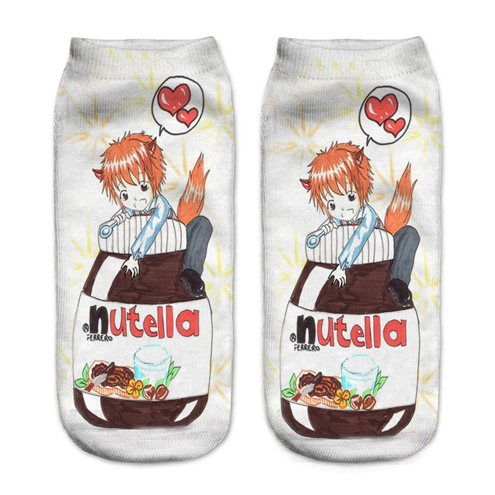 Donut & Fruit Print Ankle Socks