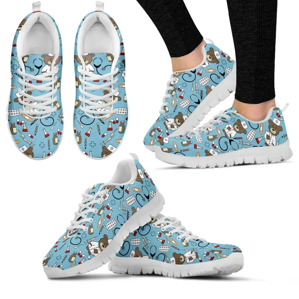 Medical Bear Print Sneakers