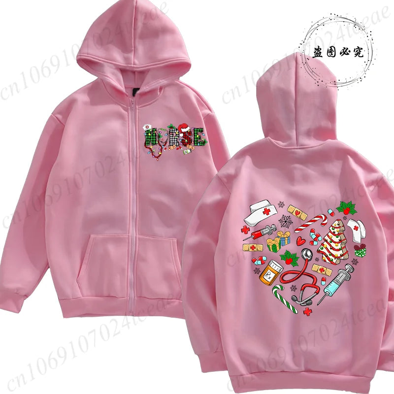 Nurse Christmas Zip Hoodie