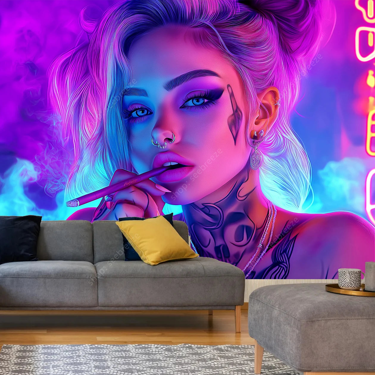 Tattoo Skull Smoke Tapestry
