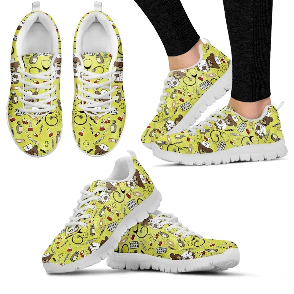 Medical Bear Print Sneakers