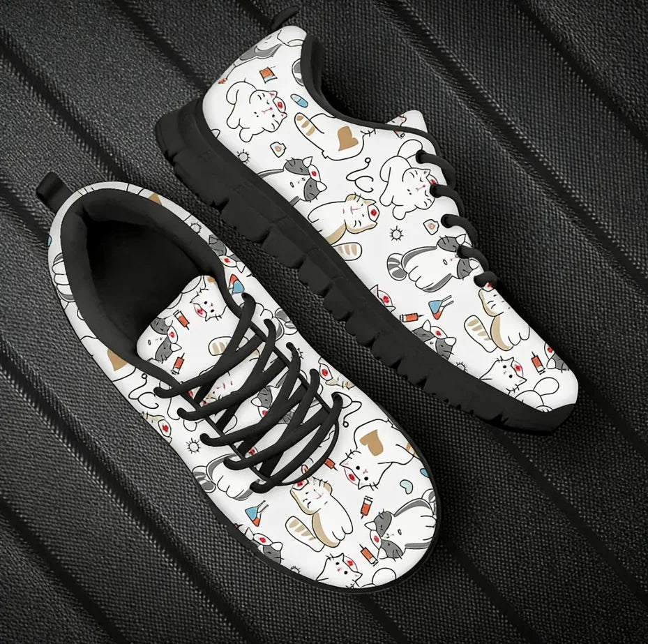 Veterinary Cat Print Sneakers