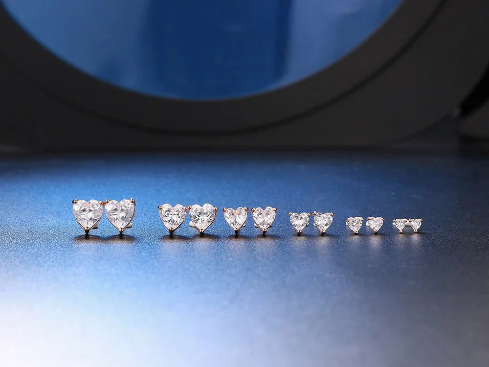 Korean Love Heart Stud Earrings