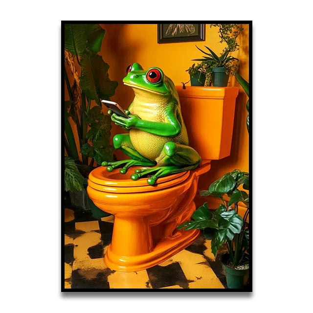 Cat Reading on the Loo Canvas Print