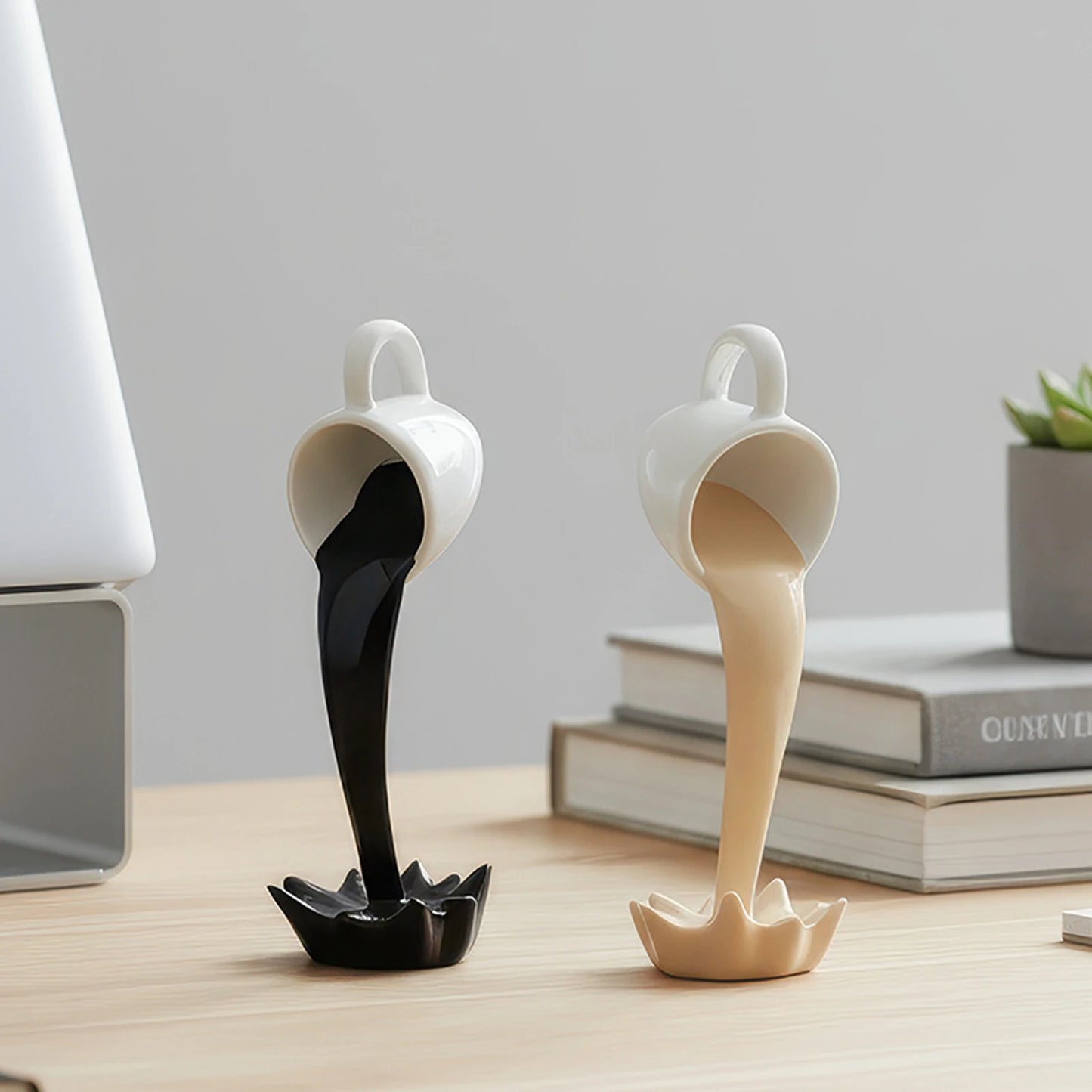 Floating Spilling Coffee Cup Sculpture