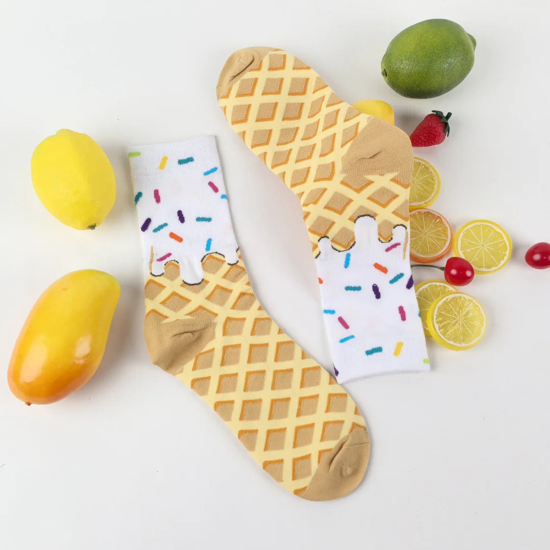 Waffle Ice Cream Pattern Socks