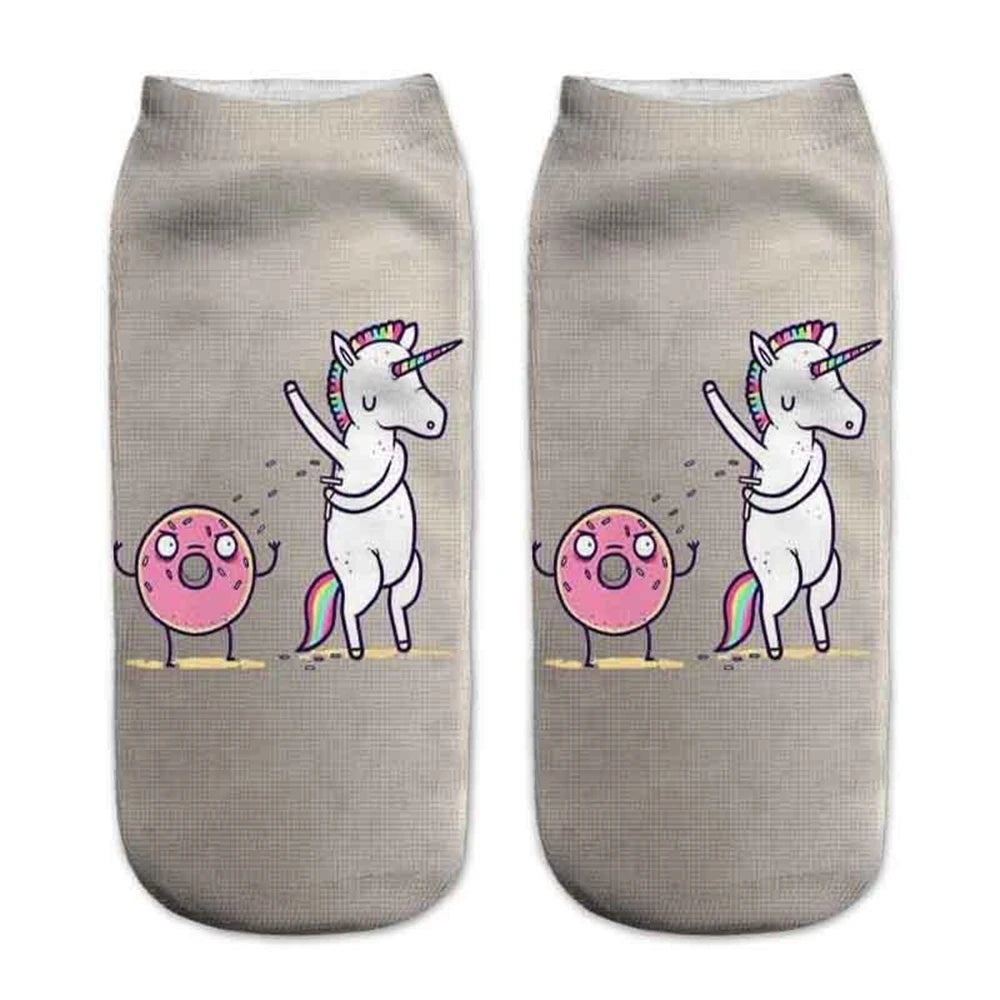 Donut & Fruit Print Ankle Socks