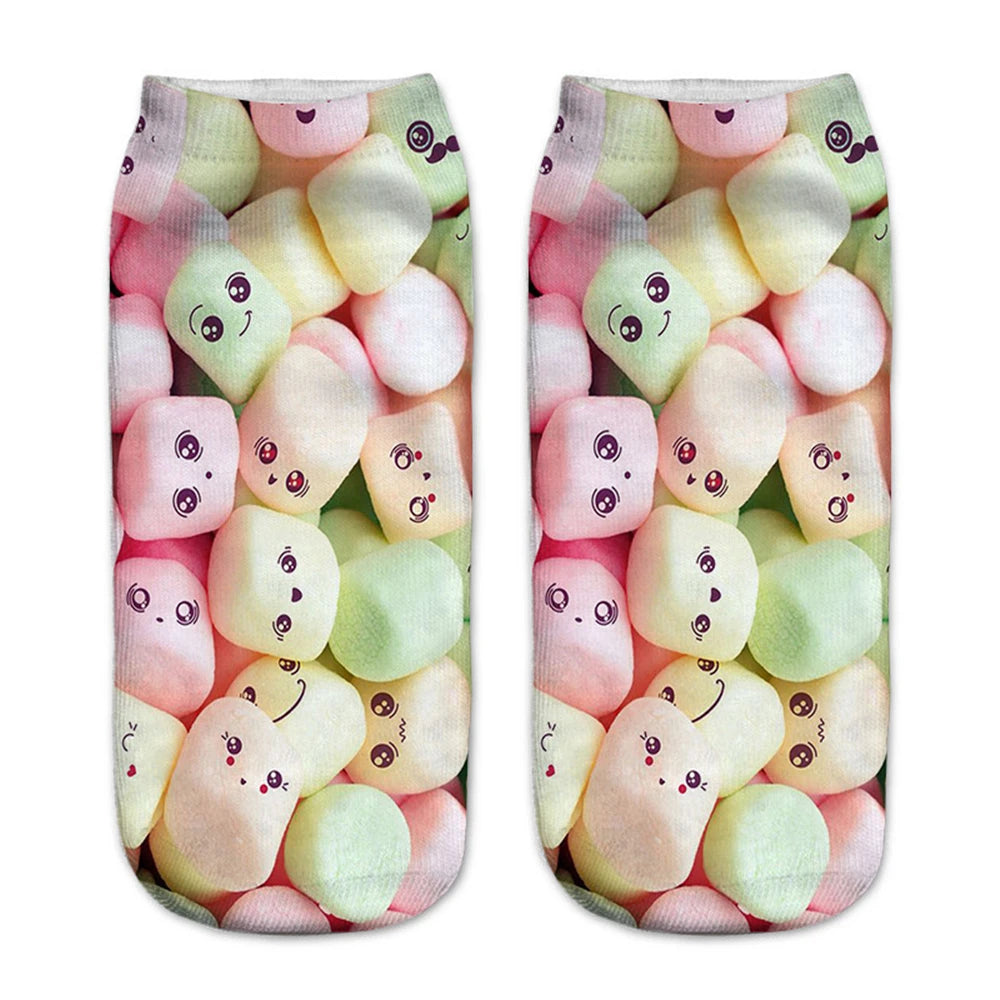 Donut & Fruit Print Ankle Socks