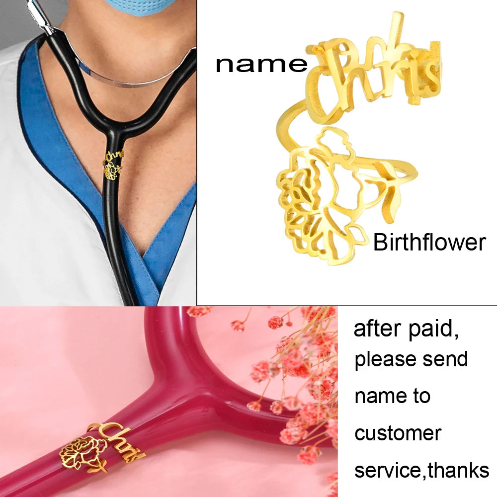 Birthflower Stethoscope Name Tag
